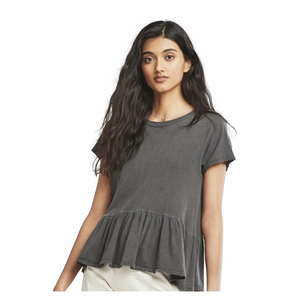 THE GREAT. Gray Ruffle Top Size 1